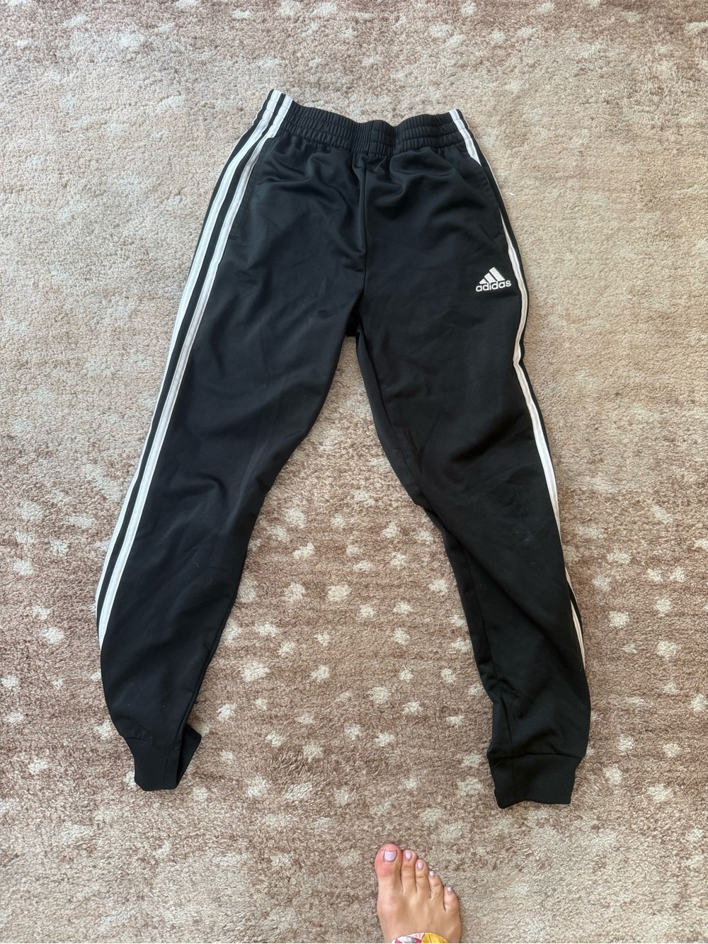 adidas Black Joggers with White Side Stripes - Kids